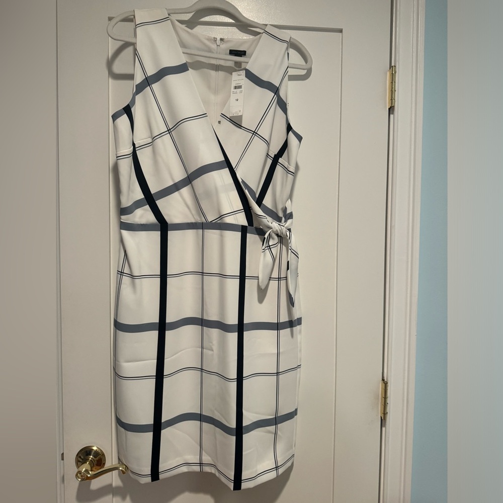 Ann Taylor Black and White Asymmetrical Sheath Dress
